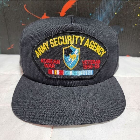 Vintage‎ Army Security Trucker Hat Snap Back #H27 - Picture 1 of 2